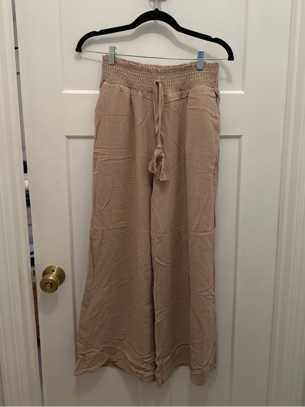 Wide Leg Drawstring Pants in Taupe